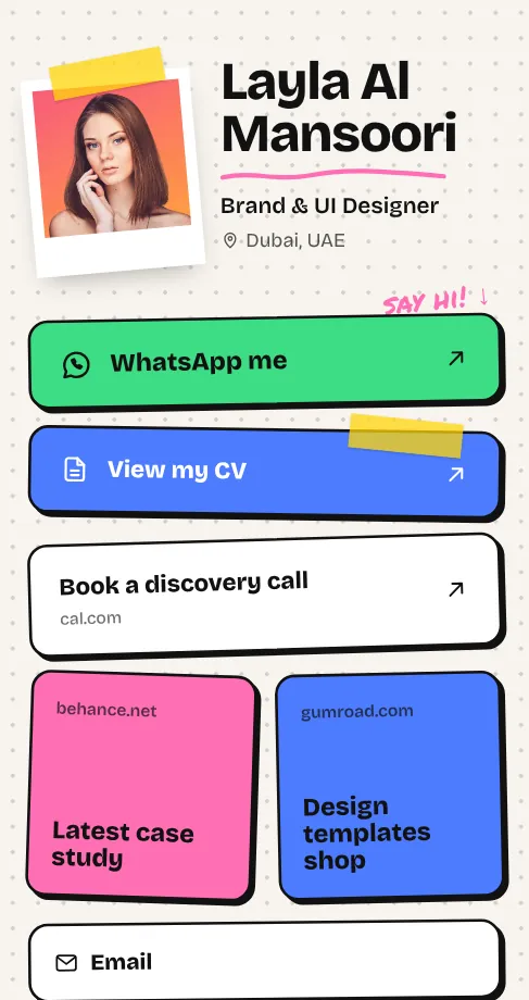 Sticker link in bio template